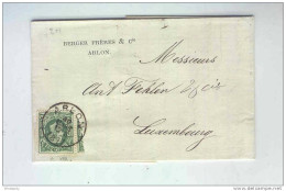 Lettre TP 30 VARIETE Cachet Simple Cercle ARLON 1877 à LUXEMBOURG  -  TARIF FRONTALIER  --  KK556 - Other & Unclassified