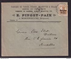 DDDD 535 --  Enveloppe TP Germania MARIEMBOURG 1917 - Entete Fabrique De Tabacs, Cigares, Cigarettes, E. Pinget-Paix - Tabak