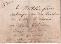 DDDD 522 --  Lettre Hors Poste TURNHOUT 1825 Vers ST NICOLAS Via BEURTMAN (Service De Barque) Van Geyt à Antwerpen - 1815-1830 (Dutch Period)