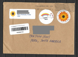 US Cover With Flower Forever Stamp Sent To Peru - Lettres & Documents