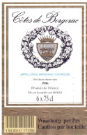 Etiket Etiquette - Vin Wijn - Cotes De Bergerac - 1996 - 6 X 75 Cl - Bergerac
