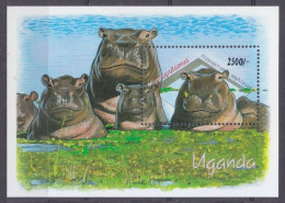 1992 Uganda 1130/B170 Fauna - Hippopotamus 10,00 € - Rhinozerosse