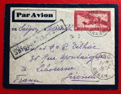 Indochine, Entier-Avion TAD SONG-CAU, Annam 21.2.1935 + Griffe SAIGON-MARSEILLE Pour La France - (A035) - Brieven En Documenten