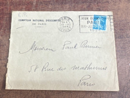 France - Perforé - Jeux Olympiques De 1924 - Comptoir National D’escompte - 1924 - Lettres & Documents