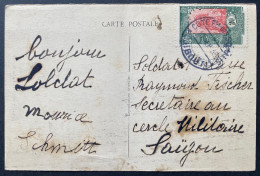 Carte De DJIBOUTI N°124 20c Vert Et Rouge De 1935 Pour SAIGON à Un Militaire Interessant... - Storia Postale
