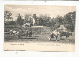 JC, Cp, 86, PLEUMARTIN, La Tour Et Les Remparts Du Vieux Château , élevage , Vaches, Dos Simple, Vierge - Pleumartin