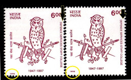 INDIA-1998- DEFENCE SERVICES STAFF COLLEGE- OWL INSIGNIA- FRAME SHIFTING- ONE WITH ERROR-MNH-A5-36 - Variétés Et Curiosités