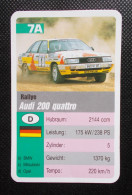 Trading Cards - ( 6 X 9,2 Cm ) 1995 - Voiture De Rallye - Audi 200 Quattro - Allemagne - N°7A - Motori