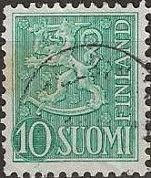 FINLAND 1954 Lion - 10m. - Green FU - Usati