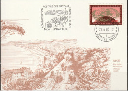 UNO Genf 1983 Ausstellungskarte Sonderstempel Nice UNAZUR' 83 MiNr.9  ( D 7043) - Briefe U. Dokumente