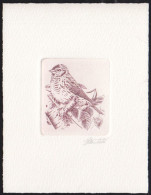 BELGIUM(1992) Common Redpoll (Acanthis Flammea). Die Proof In Violet-brown Signed By The Engraver. Scott No 1432. - Probe- Und Nachdrucke