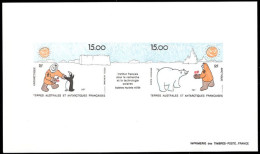 F.S.A.T.(1991) Explorer. Penguin. Polar Bear. Deluxe Sheet. Scott Nos C119-20, Yvert Nos PA119-20. - Non Dentelés, épreuves & Variétés