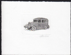 BELGIUM(1992) Old Fire Truck. Die Proof In Black Signed By The Engraver, Representing The FDC Cachet. Scott No 1426 - Probe- Und Nachdrucke