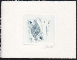 BELGIUM(1995) Playing Cards. Die Proof In Blue Signed By The Engraver, Representing The FDC Cachet. Scott No 1579 - Essais & Réimpressions