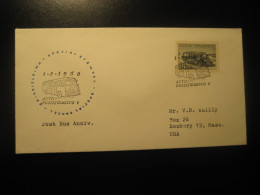 AUTO POST OFFICE 1960 To Roxbury USA Postal Bus Van Truck Cancel Slight Cover FINLAND - Covers & Documents