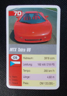 Trading Cards - ( 6 X 9,2 Cm ) 1993 - Cars / Voiture - MTX Tatra V8 - République Tchèque - N°7D - Moteurs