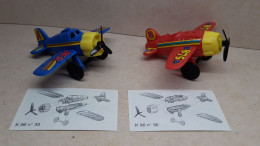 1996 Ferrero - Kinder Surprise - K96 35 & 36 - Airplanes - Complete Set + 2 BPZ's - Monoblocs