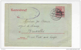 Entier Carte- Lettre Germania ATH 1915 Vers BXL - Censure De ATH  - Catalogue SBEP 35 Euros --  B4/168 - Duitse Bezetting