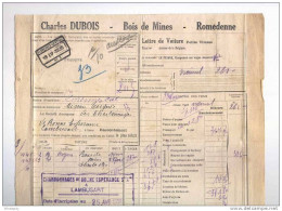 Lettre De Voiture Cachet De Gare FLORENNES CENTRAL 1936 - Entete Ch. Dubois , Bois De Mines à ROMEDENNE   --  B2/100 - Autres & Non Classés