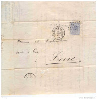 Lettre TP 18 Losange De Points 7 CUREGHEM Bruxelles 1869 à LIERRE - Entete Cie Du Gaz D'ANDERLECHT  --  B5/778 - 1865-1866 Perfil Izquierdo
