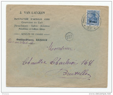 Lettre TP Etapes P.U.W. 33 En 1918 Vers BXL - Entete RENAIX Cuirs Van Laecken -- WW772 - OC26/37 Etappengebiet