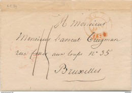 ZZ873 - Lettre Précurseur MONS 1834 Vers Bruxelles - Verso Cachet ARMEE BELGE - Signé Le Général De Division Daine - Lettres & Documents