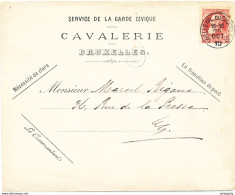 ZZ340 - Enveloppe Garde Civile De BRUXELLES - Cavalerie -TP Grosse Barbe IXELLES 1910 - Lettres & Documents