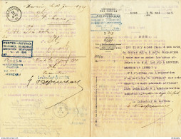 YY667 - Document De La Poste En 5 Pages 1925 - Cachets LIGNE , WARCOING Et Postes Direction 5ème Circ. En Bleu - Dépliants De La Poste