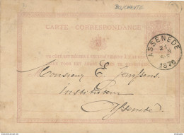 YY201 - Entier Postal ( Fatigué) ASSENEDE 1876 En Ville - Boite Rurale D De BOUCHAUTE ( Signalée Porignon) - Landpost (Ruralpost)