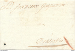 759/29 - Lettre Précurseur 1700 ANTWERPEN Vers BRUXELLES - Marque Oblique à La Craie ( Transport Par Messager ) - 1621-1713 (Pays-Bas Espagnols)