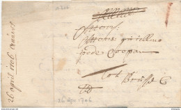 760/29 - Lettre Précurseur 1706 ANTWERPEN Vers BRUXELLES - Marque 1 Stuiver à La Craie ( Transport Par Messager ) - 1621-1713 (Pays-Bas Espagnols)