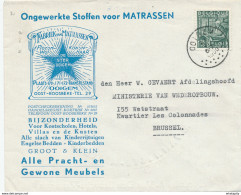 412/28 -- Lettre Illustrée TP Exportation OOIGEM 1950 - Fabriek Van Matrassen De Ster , Bedden , Meubels,Kinderrijtuigen - 1948 Exportation