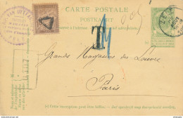 524/27 - Entier Postal Armoiries ZELE 1904 Vers PARIS - Manque 5 C, Taxé 10 C En France - Cachet Tapissier Van Uytfanghe - Lettres & Documents