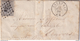 DDX 267 - Lettre TP 17 Points 87 COURTRAI 1870 Vers Anvers - Cachet En Relief Pensionnat N-D. Des Anges - 1865-1866 Perfil Izquierdo