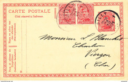 DDW706 - Entier Postal Petit Albert GILLY1921 - Timbres PERFORES H.U. - Repiquage Verso Houillières Unies De CHARLEROI - 1909-34