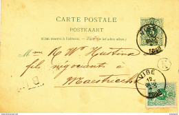 DDW602 - Entier Postal Lion Couché VISE 1888 Vers MAESTRICHT - Boite Rurale Grand K Expédiée De SAINT REMY - Poste Rurale