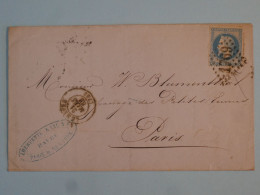BT7  FRANCE BELLE LETTRE AGENCE DES STEAMERS  1868   LE HAVRE A PARIS ++ NAPOLEON N° 29 GC 3939 + AFF. INTERESSANT++ - 1863-1870 Napoléon III Con Laureles