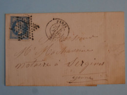 BT7  FRANCE BELLE LETTRE 1868   ETOILE DE  PARIS  A SERGINES ++ NAPOLEON N° 29 + AFF. INTERESSANT++ - 1863-1870 Napoléon III Con Laureles