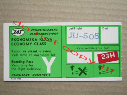 JAT / JUGOSLOVENSKI AEROTRANSPORT YUGOSLAV AIRLINES - Ekonomska Klasa, Boarding Pass ( Zetatrans Titograd ) - Tickets