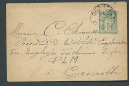 TB Entier Postal N° 75 E 2 ,  Oblitéré GRENOBLE EN 1895 ( Voir Scans - Aw 16104 - Umschläge Mit Aufdruck (vor 1995)