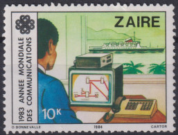 1984 Zaire, ** Mi:CD 846, Sn:CD 1139, Yt:CD 1154, Naval Navigation, Weltkommunikationsjahr - Gebruikt