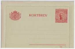 SUÈDE / SWEDEN - 1916 - Letter-Card Mi.K13 10ö Red (d.116) Unused - Very Fine - Entiers Postaux