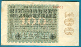 100000000 Mark 22.8.1923 Serie VL-24 Wmk."Hakensterne" - 100 Mio. Mark