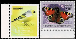 LIECHTENSTEIN 2022 Mi 2035-2036 SURCHARGED BIRD & BUTTERFLY MINT STAMPS ** - Unused Stamps