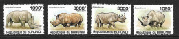 BURUNDI 2011 RHINOCEROS  YVERT N°1201/04 NEUF MNH** - Rhinozerosse