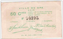 Petit Bon (nécessité) 50 C De La Ville De Spa Le 8 VI 1916 - Payable Rétablissement De La Situation Normale ! - Otros & Sin Clasificación