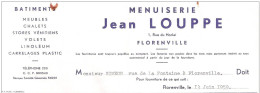 Ancienne Facture FLORENVILLE Rue Du Horlai, 1 Menuiserie Jean LOUPPE  1959 - Straßenhandel Und Kleingewerbe