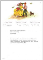 SUISSE  Télégramme Illustré  Telegramm Telegramma Avec Enveloppe TELEGRAPH ZURICH 12 X 56 - Couple, Chien, Oiseau, Fleur - Télégraphe