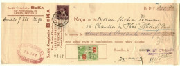 LAEKEN Société Coopérative BEKA Reçu Képi  TP 311 PERFORE  Obl 1934 + TP Fiscal - 1909-34