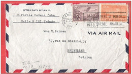 L Via Airmail CUBA  Habana Vers Bruxelles 2 VIII 1941 - Guerre 40-45 - Lettres & Documents